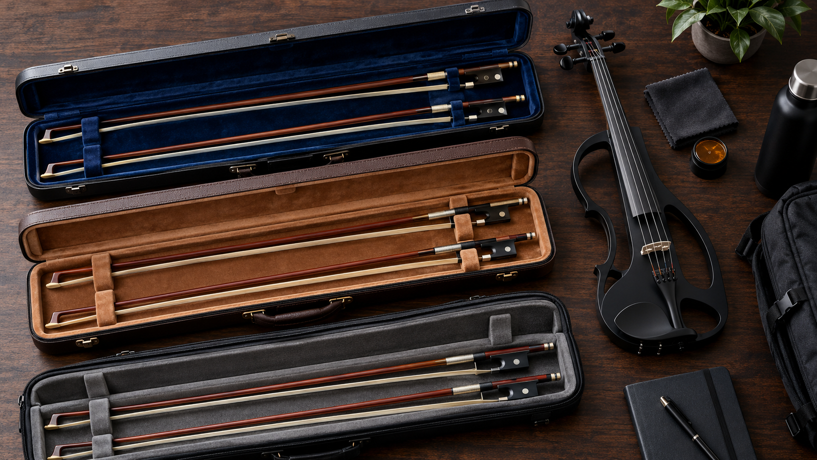 Отворени кейсове за цигулкови лъкове до electric violin и touring аксесоари